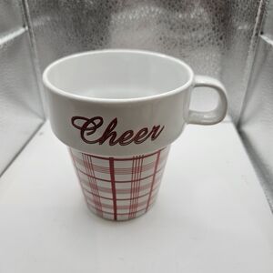 Cheer Plaid White and Red Mug